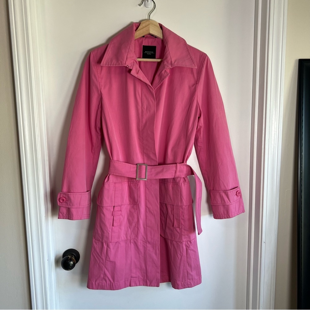 Max Mara Weekend Barbie Pink Belted Trench‎ Coat, Size 8